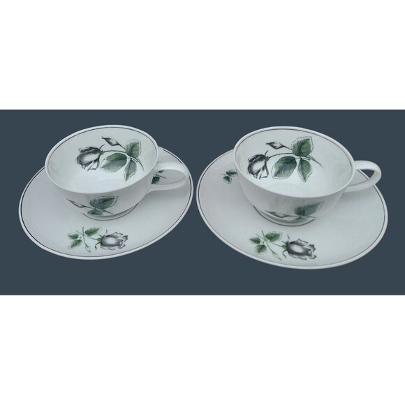 2 Rosenthal - Continental Midnight Rose Cups & Saucers - Picture 1 of 4